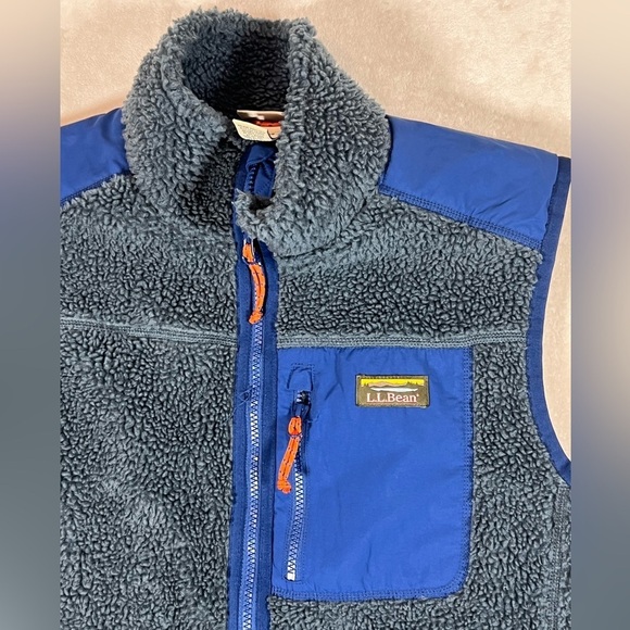 L.L. Bean Large Synchilla Sherpa Retro Pile Full Zip Vest in Blue - Picture 5 of 10